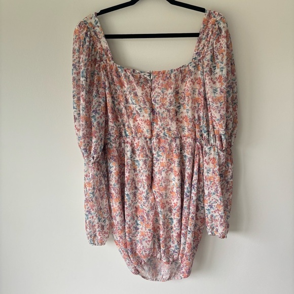 Pretty Little Thing Maternity Pink Floral Plisse Mini Dress Long Sleeve Fitted - Picture 11 of 14